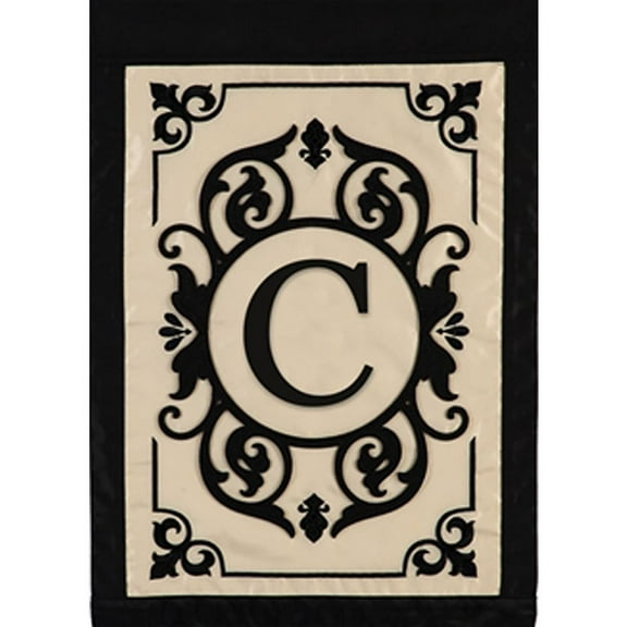 Evergreen 12.5 in. x 18 in. Cambridge Monogram Garden Applique Flag Letter C