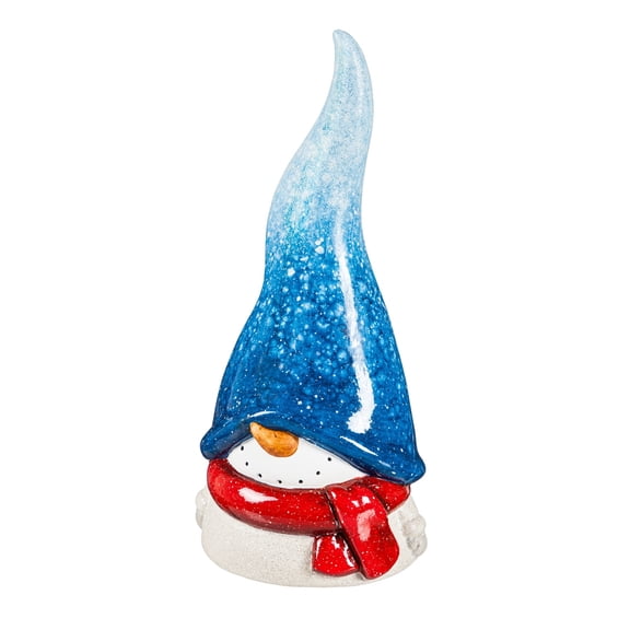 Evergreen 12"H Ceramic Portly Holiday Garden Statuary, Snowman