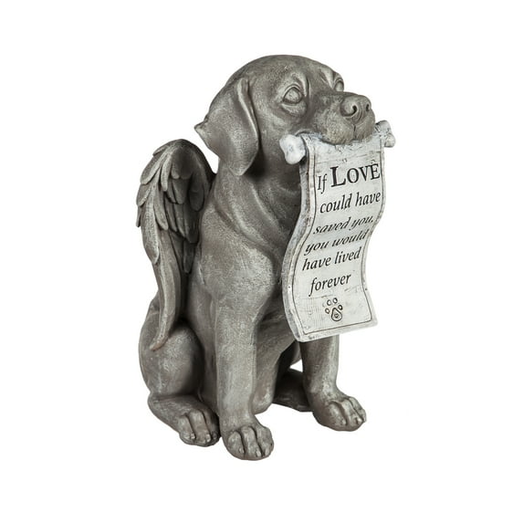 Evergreen 14"H Dog with Scroll Memorial Garden Statuary-