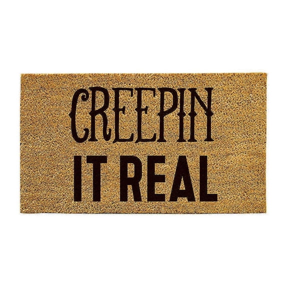 Evergreen 16 x 28 Inches Creepin it Real Door Mat | Non-Slip Rubber Backing | Dirt catching Natural Coir | Indoor and Outdoor Home Decor