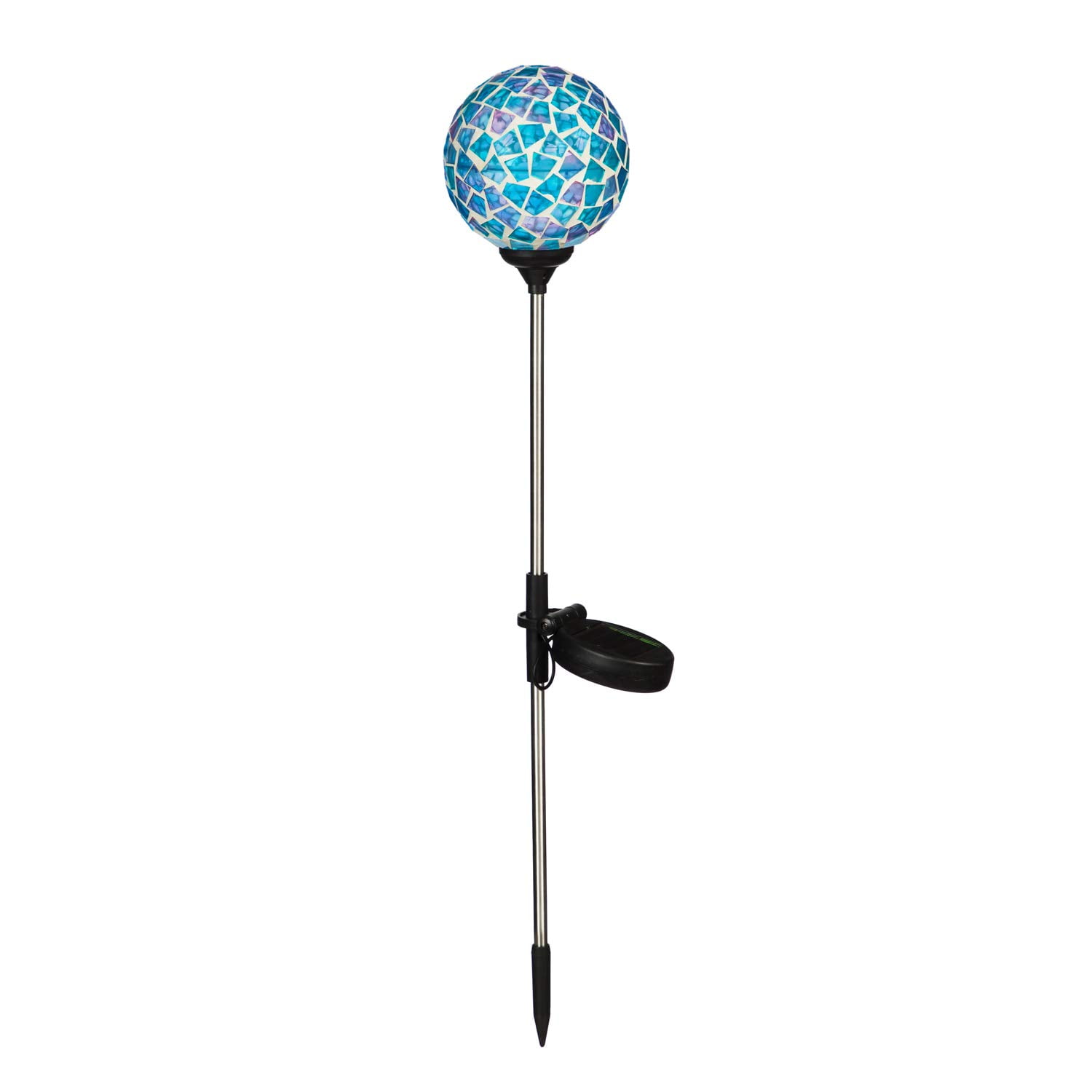 Evergreen Garden 22" H Mosaic Globes Solar Garden Stakes, Blue & Pink