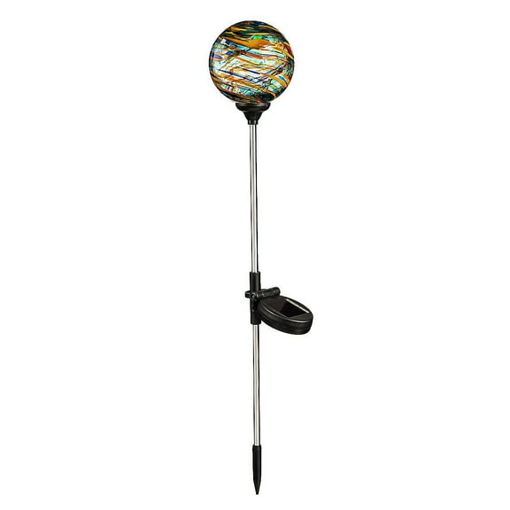 Evergreen 22"H Turquoise Swirl Solar Stake
