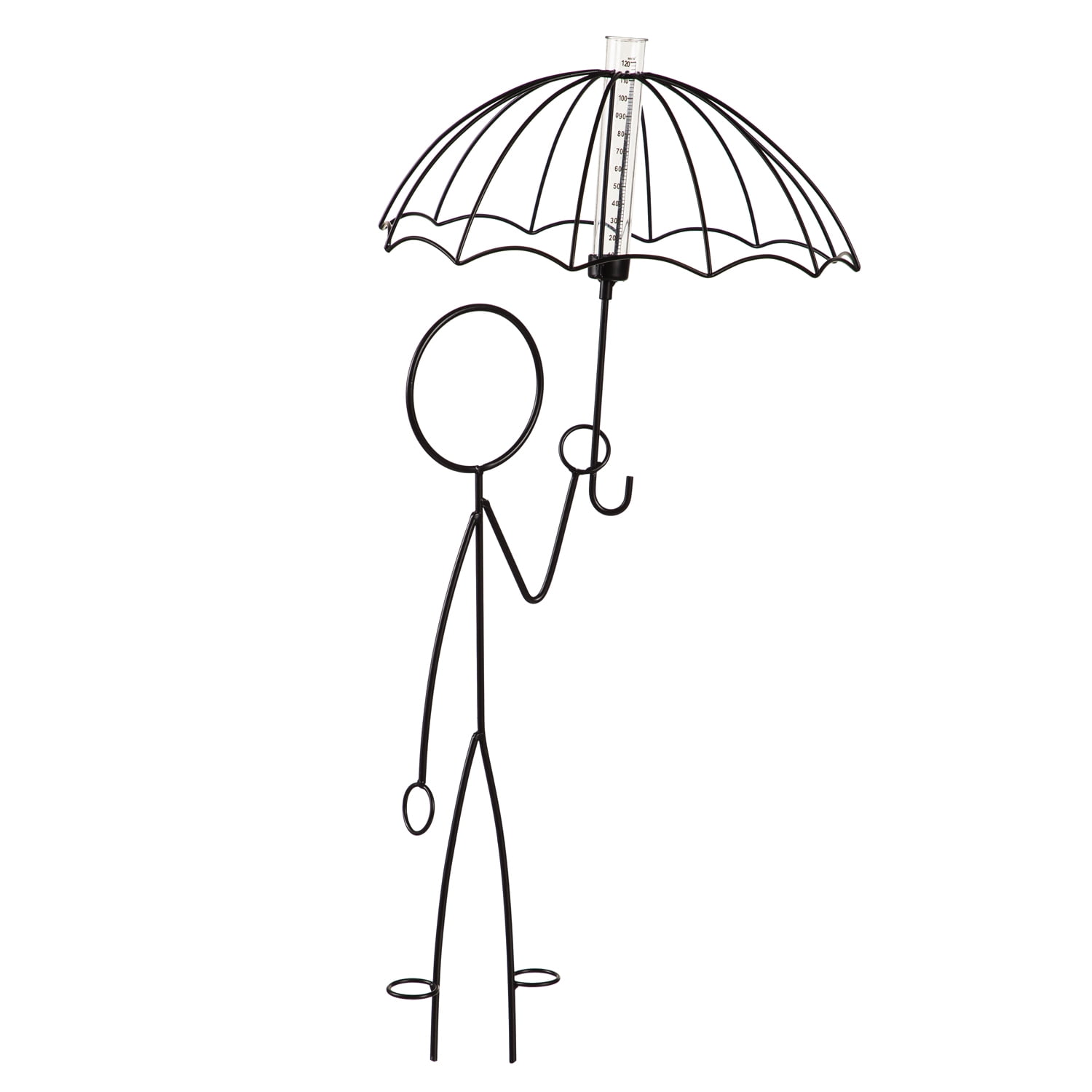 Evergreen 24"H Little Man with Umbrella Rain Gauge- Fade and Weather Resistant Outdoor Decor