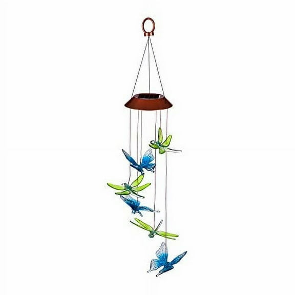 Evergreen 26 in. Dragonfly and Butterfly Color-Changing Solar Mobile