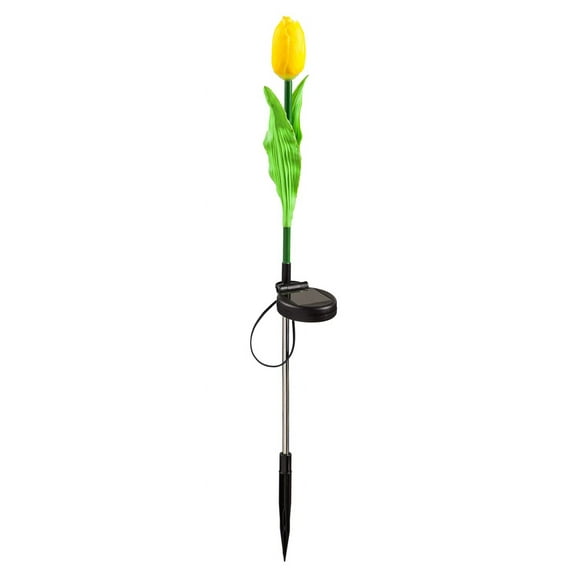 Evergreen 29" H Solar Artificial Floral Garden Stake, Yellow Garden and Yard Decor