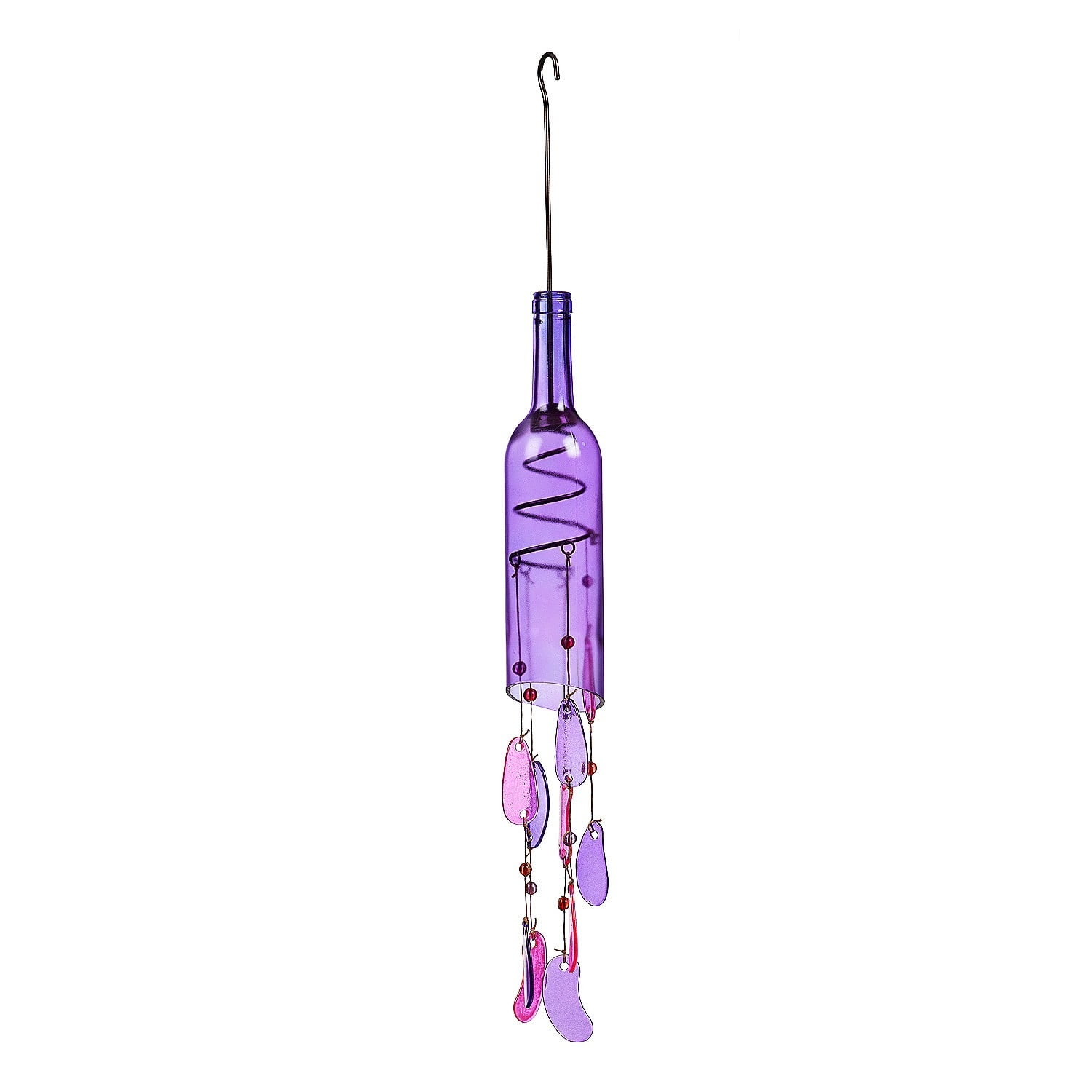 Evergreen 29"H Wind Chime, Purple Bottle- Fade and Weather Resistant Outdoor Decor for Homes, Yards and Gardens