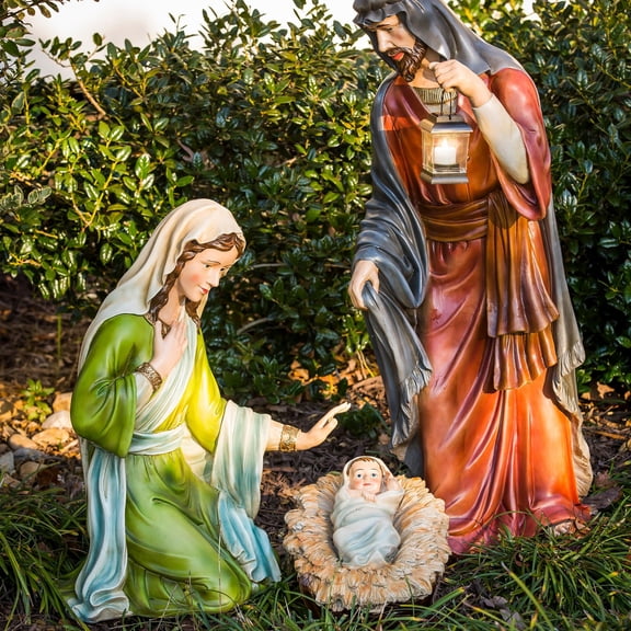 Evergreen 3-Piece Mary, Joseph and Baby Jesus Nativity Outdoor Safe Garden Set