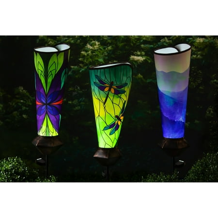 Evergreen 39"H Solar Luminary Garden Stake, Dragonfly-