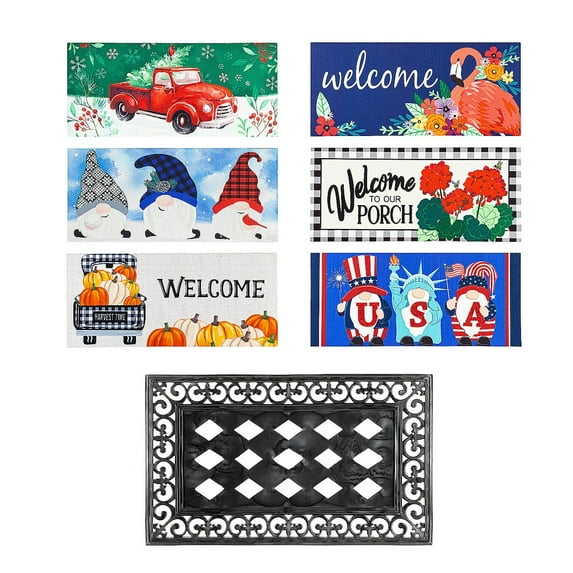 Evergreen 4-Season Sassafras Mats, Set of 6, Welcome