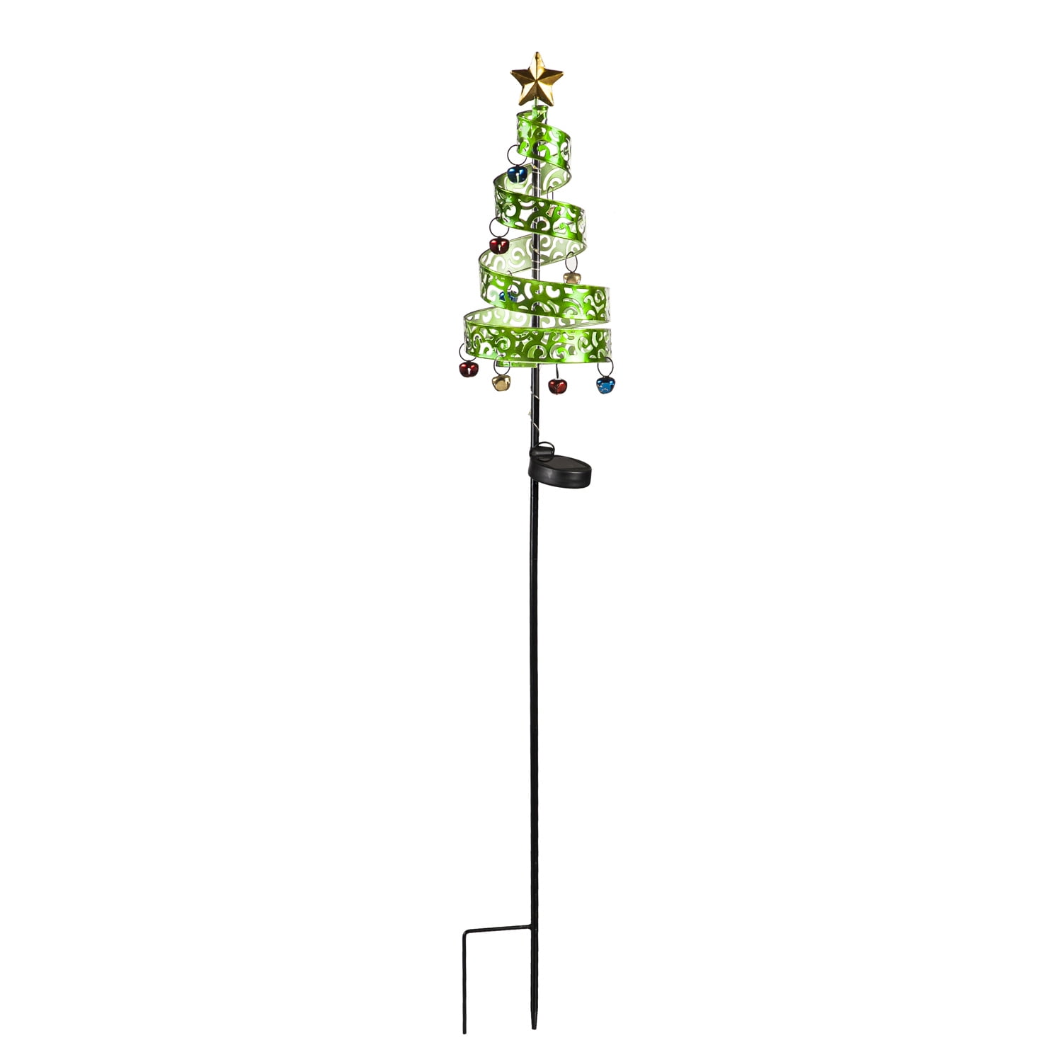 Evergreen 40"H Metal Christmas Tree Solar Twinkling Light Garden Stake- Fade and Weather Resistant Outdoor Decor for Homes, Yards and Gardens