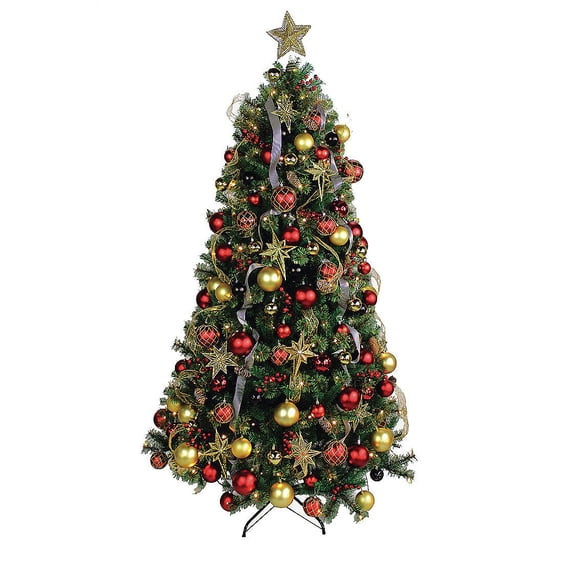 Evergreen 7.5' Tree with 250 LED Lights and 140 Ornaments and Storage Bag, Holiday Traditions