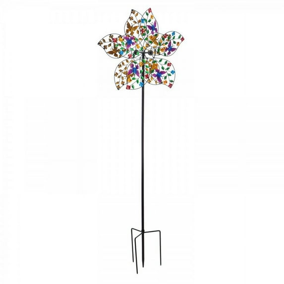 Evergreen 72"H Wind Spinner, Multicolored Butterflies