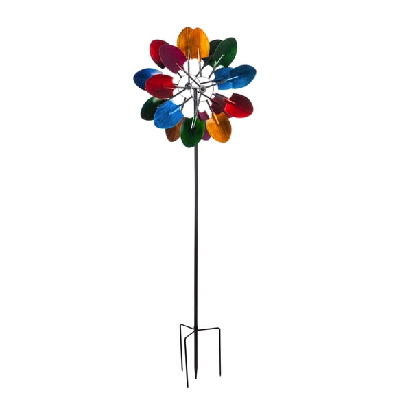 Evergreen 72"H Wind Spinner, Multicolored Shovels, 24'' x 10'' x 72'' inches.