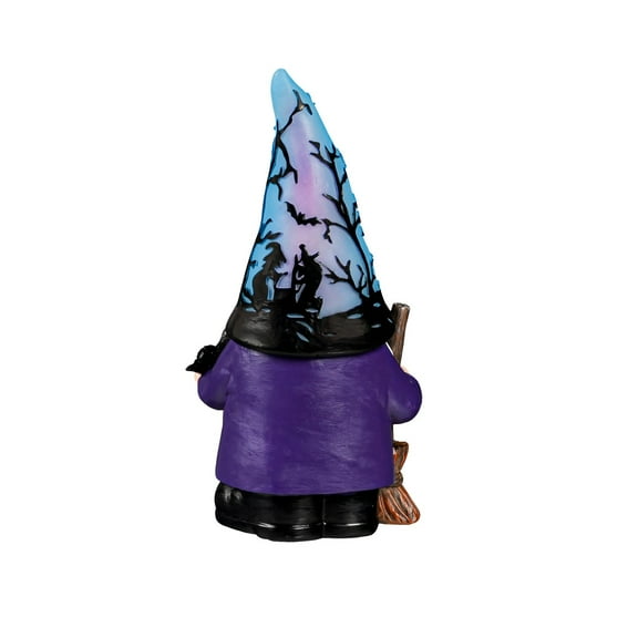 Evergreen 8.2 x 3.7 LED Polyresin Halloween Blue Hat Gnome Table Decor