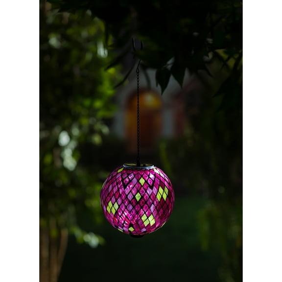 8" Solar Hanging Mosaic Gazing Ball, Floral Brights