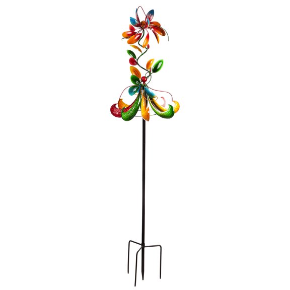 Evergreen 80.75"H Creative Wind Spinner, Primary Colors, 20.1'' x 20.1'' x 80.7'' inches.