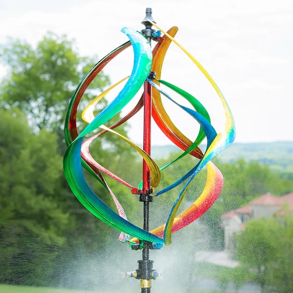 Evergreen 89"H Misting Wind Spinner, Multicolor Helix- Fade and Weather Resistant Outdoor Decor for Homes, Yards and Gardens