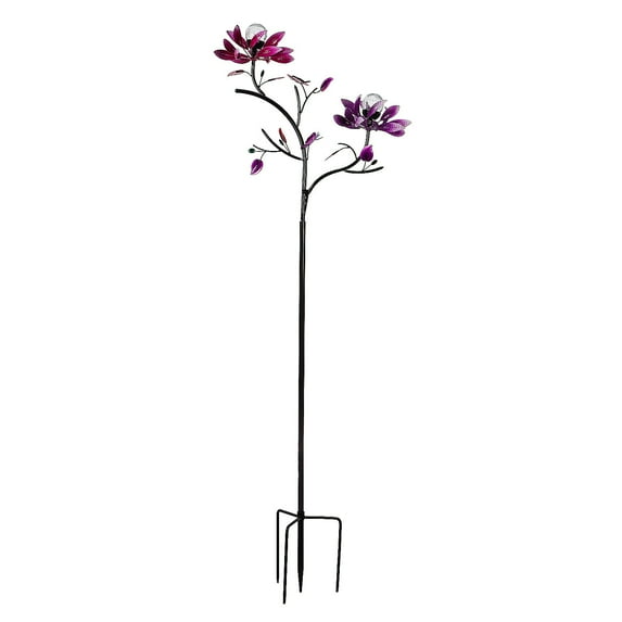 Evergreen 92"H Solar Wind Spinner, Spinning Flowers