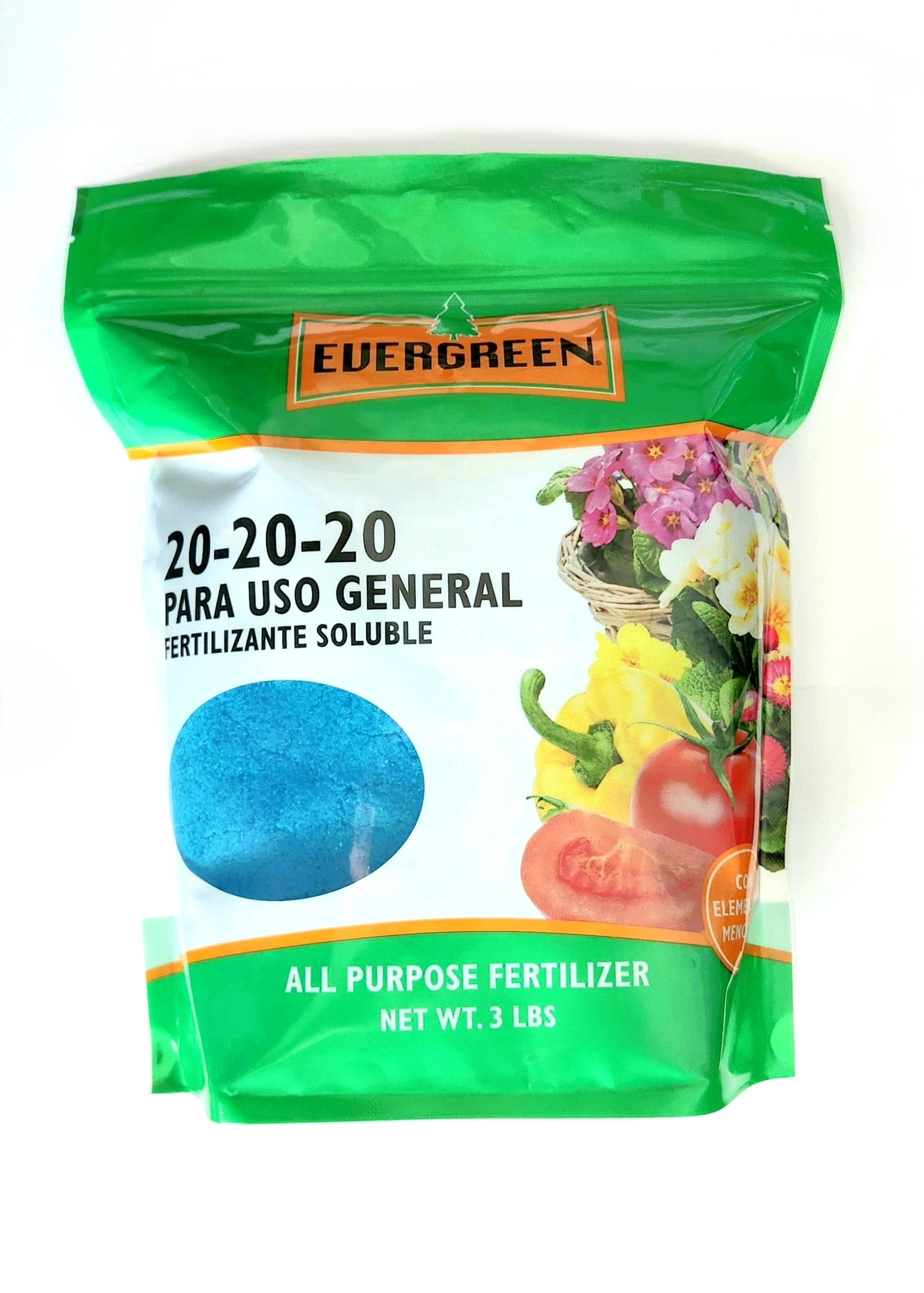 Evergreen All Purpose Blue Water Soluble Fertilizer Plant Food 20-20-20 3 lb