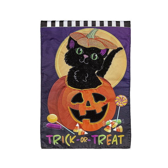 Trick or Treat Kitten Garden Applique Flag