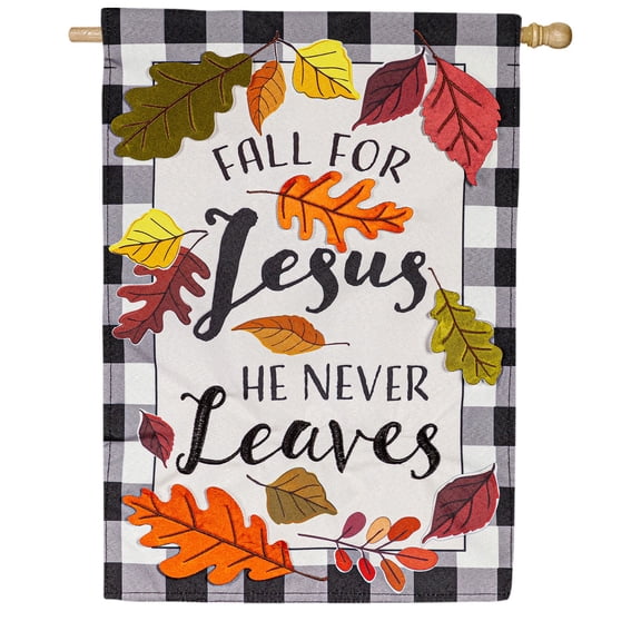 Evergreen Applique House Flag - Fall For Jesus