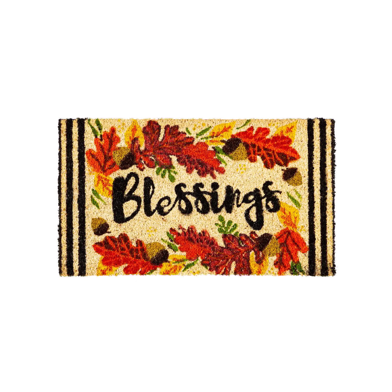 Evergreen Autumn Blessings Indoor Outdoor Natural Coir Doormat 1'4"x2'4" Multicolored