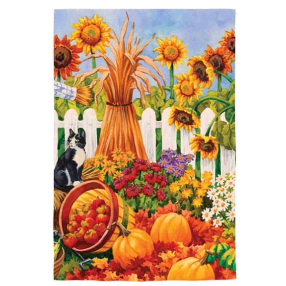 Evergreen Autumn Garden Harvest Fabric Garden Flag 18 by 12 Inch