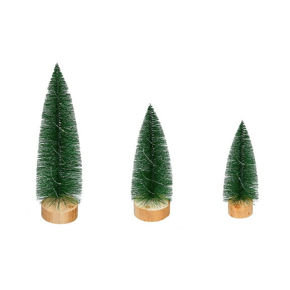 Evergreen Beautiful Green Color Changing LED Bottlebrush Trees Table Top Decor, Set of 3 - 4 x 4 x 11 Inches Indoor/Outdoor Decoration