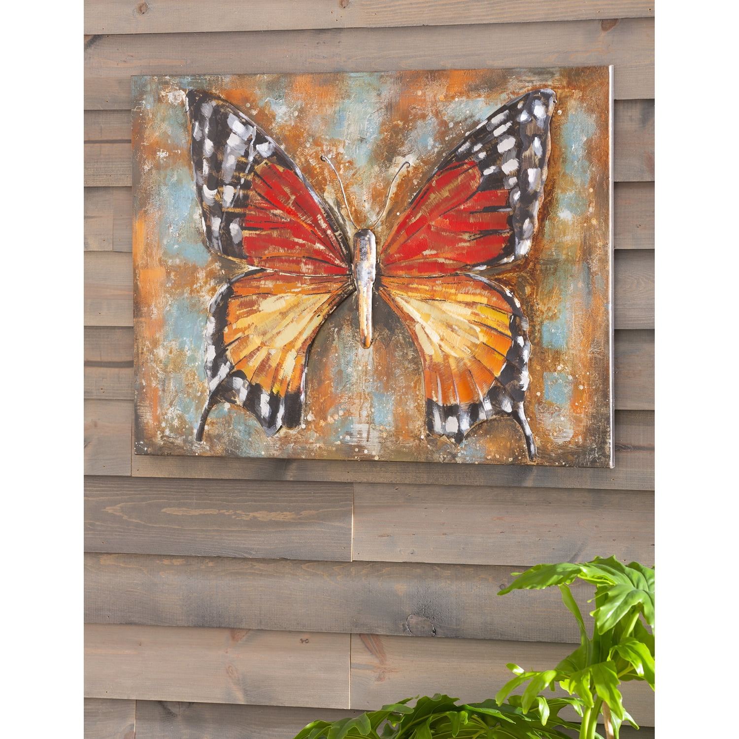 Evergreen Garden Beautiful Summer Metal Butterfly Wall Decor