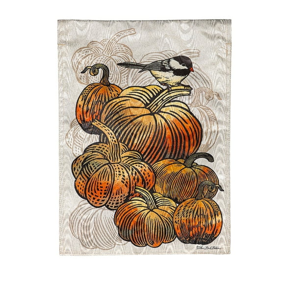 Evergreen Beautiful Pumpkins Moire Garden Flag 12 x 18 Inches Indoor Outdoor Decor