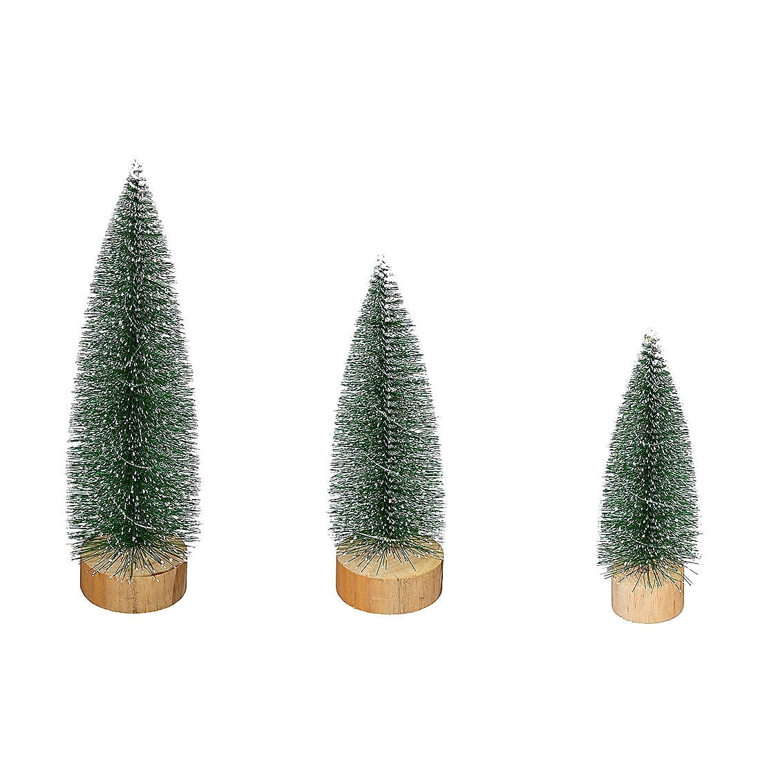 Evergreen Beautiful White Tipped Snow Covered LED Bottlebrush Trees Table Top Decor, Set of 3 - 4 x 4 x 10 Inches Indoor/Outdoor Decoration
