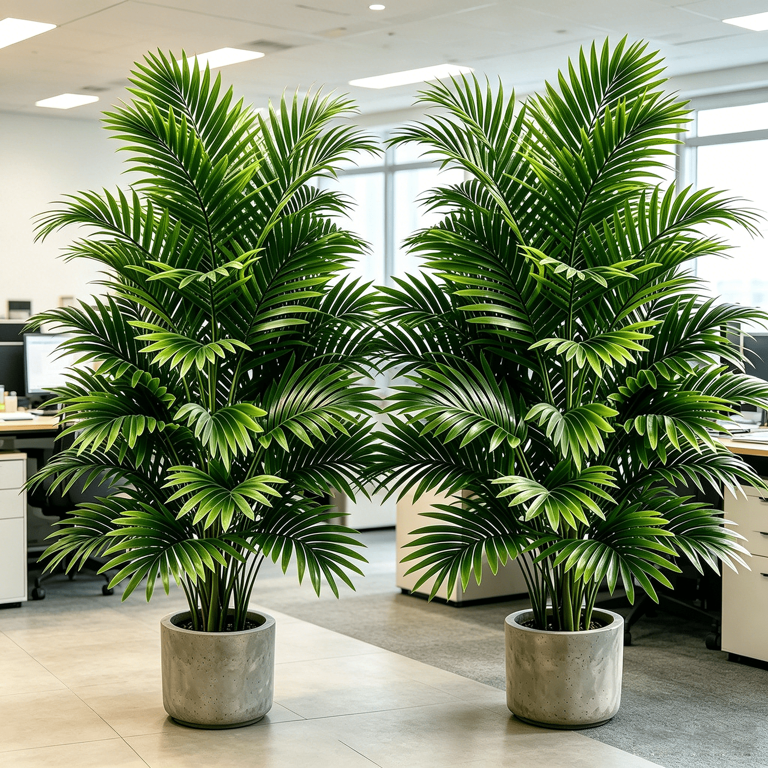 Evergreen Artificial Coconut Palm Tree with Realistic Fruits, Maintenance Free UV Protected, Indoor Outdoor Patio Pool Decor, Set of 2