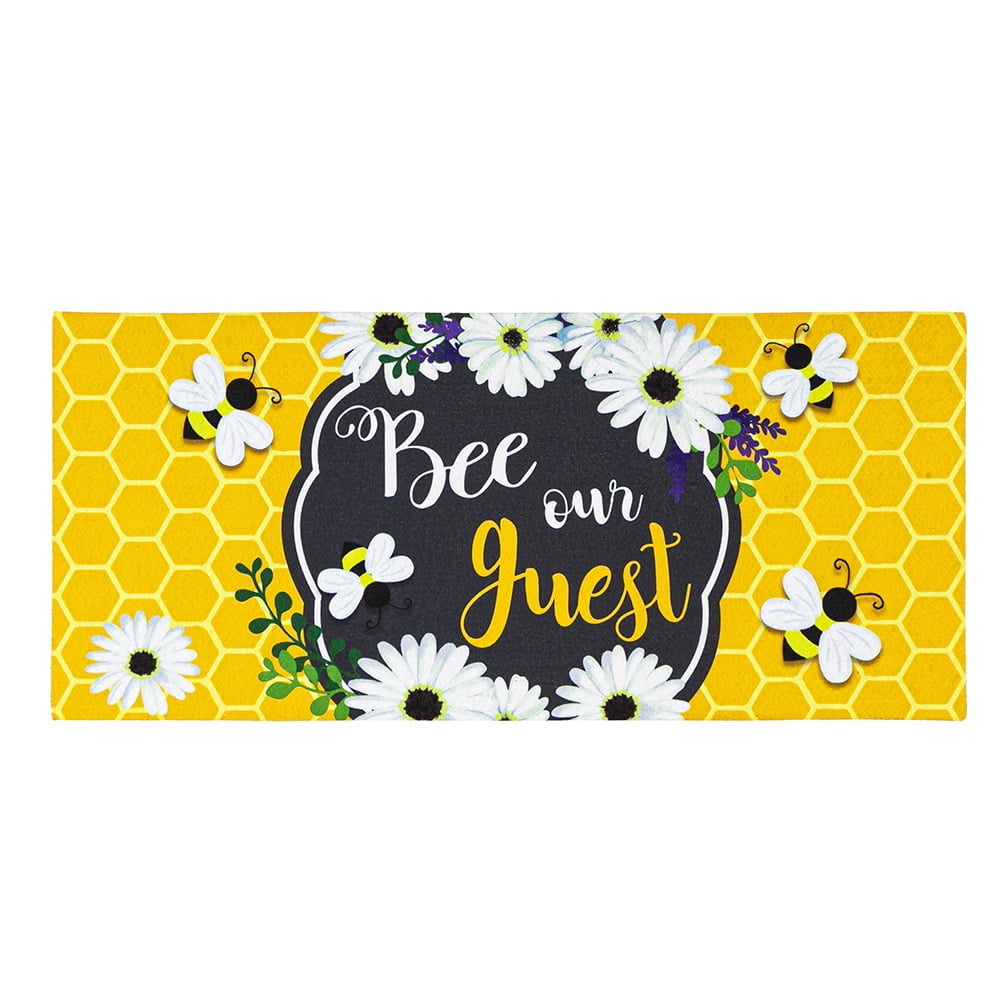 Bee Our Guest Yellow and Black Polyethylene Doormat