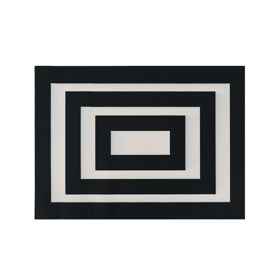 Evergreen Black and White Frame Layering Mat Indoor Outdoor 2'2"x3'6" Black
