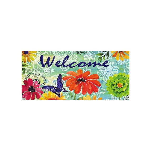 Evergreen Bright Florals Sassafras Indoor Outdoor Switch Doormat 1'10"x10" Multicolored