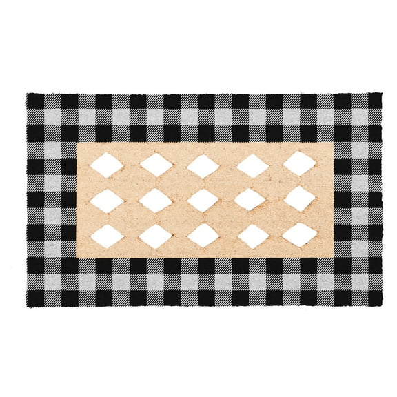 Evergreen Buffalo Check Coir Sassafras Floor Mat Indoor Outdoor Rubber Tray 18"x30" Fits Sassafras Inserts 10"x22" Black