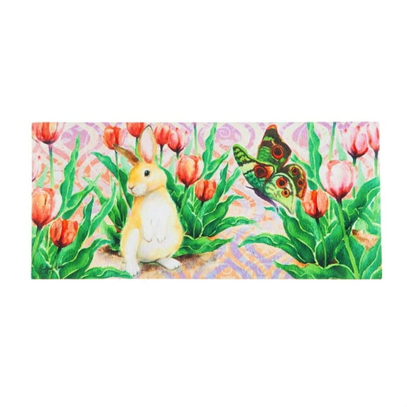 Evergreen Bunny Patch Sassafras Indoor Outdoor Switch Doormat 1'10"x10" Pink