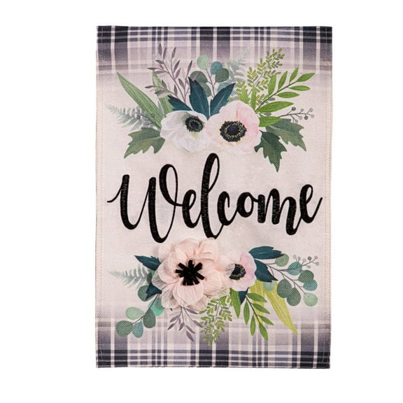 Evergreen Burlap Garden Flag - Beautiful Florals, 12.5 x 18 inch Double Sided