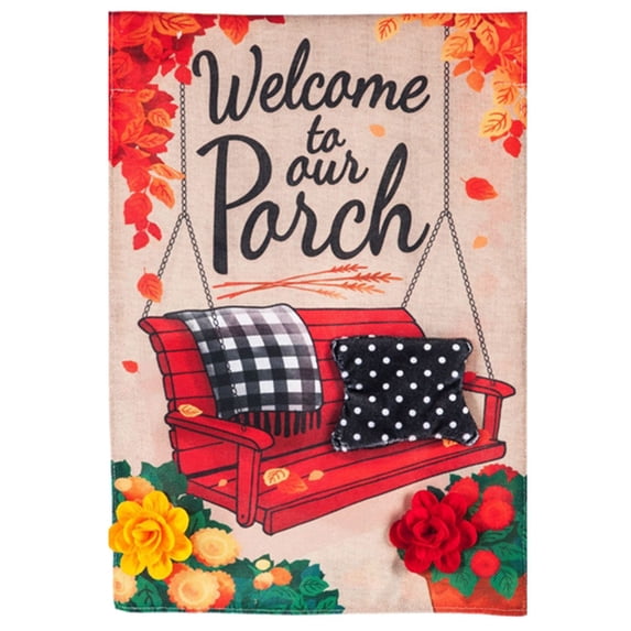 Evergreen Burlap Garden Flag - Fall Porch Welcome