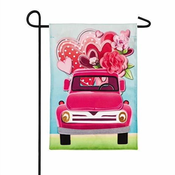 Valentine Loads of Love Garden Flag 2 Sided Burlap