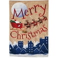 thumbnail image 1 of Evergreen Burlap House Flag - Santa's Sleigh Merry Christmas, 1 of 7
