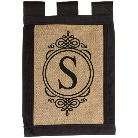 Evergreen Burlap Monogram Garden Flag - S