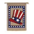 thumbnail image 1 of Uncle Sam Hat Flag 2 Sided Burlap House Banner, 1 of 1