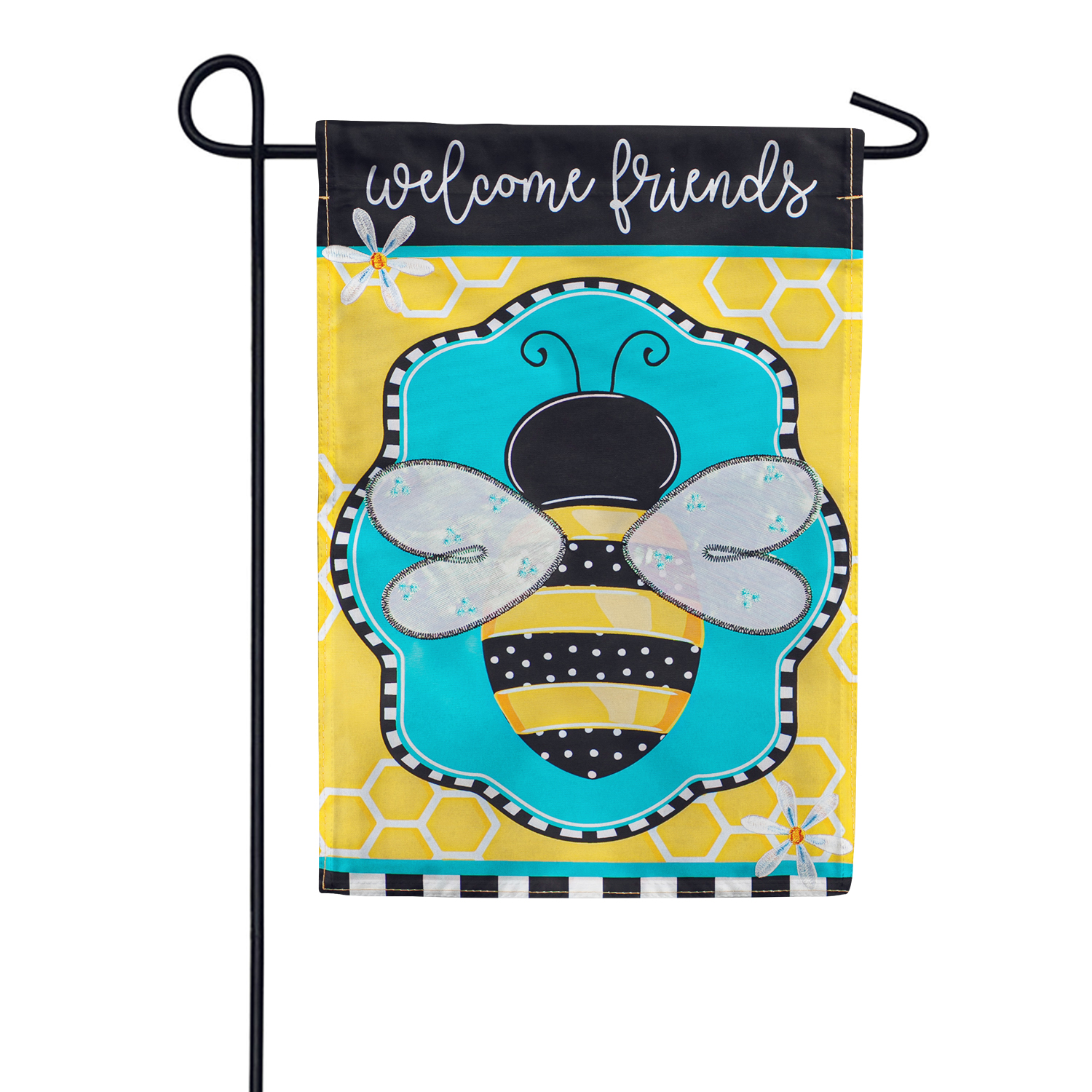 Evergreen Buzzing Bee Welcome Garden Applique Flag 12.5 x 18 Inches ...