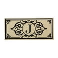 thumbnail image 1 of Evergreen Cambridge Monogram Burlap Sassafras Indoor Outdoor Switch Doormat Letter J 1'10"x10" Brown, 1 of 4