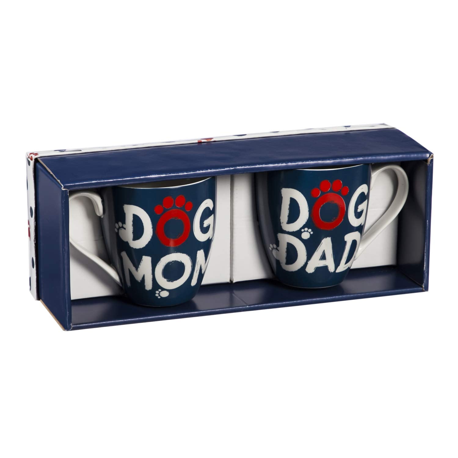 Blue Ceramic Dog Mom and Dad 17oz Mug Set