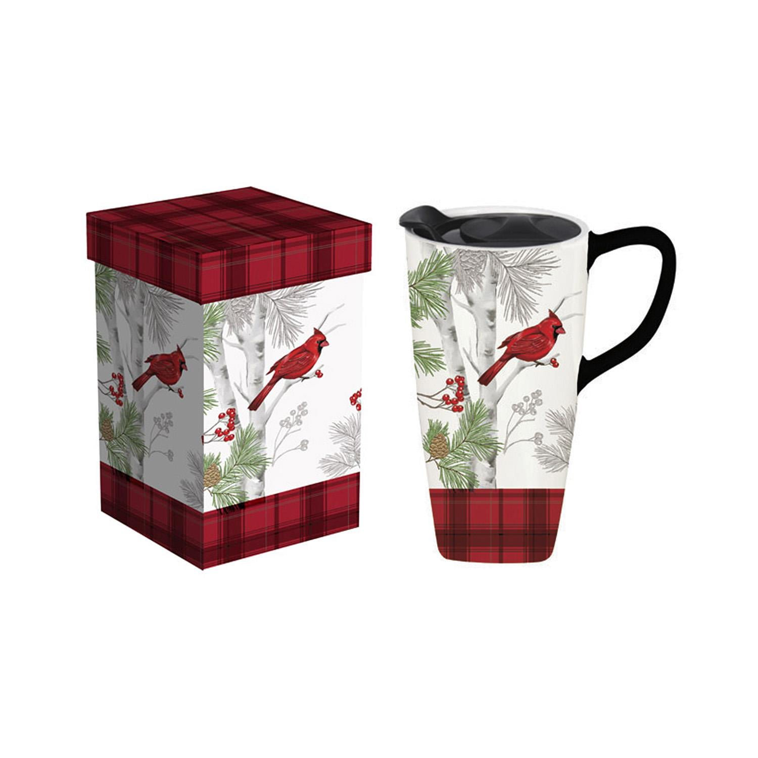 Evergreen Ceramic FLOMO 360 Travel Cup, 17 oz., Christmas Cadence