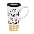 thumbnail image 1 of Evergreen Ceramic FLOMO 360 Travel Cup, 17 oz., Too Blessed To Be Stressed, 1 of 1