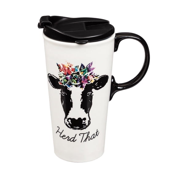 Evergreen Ceramic Travel Cup, 17 OZ. ,w/box, Herd That