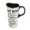 thumbnail image 1 of Evergreen Ceramic Travel Cup w/ metallic accents, 17 OZ, Cat Rules, 1 of 4
